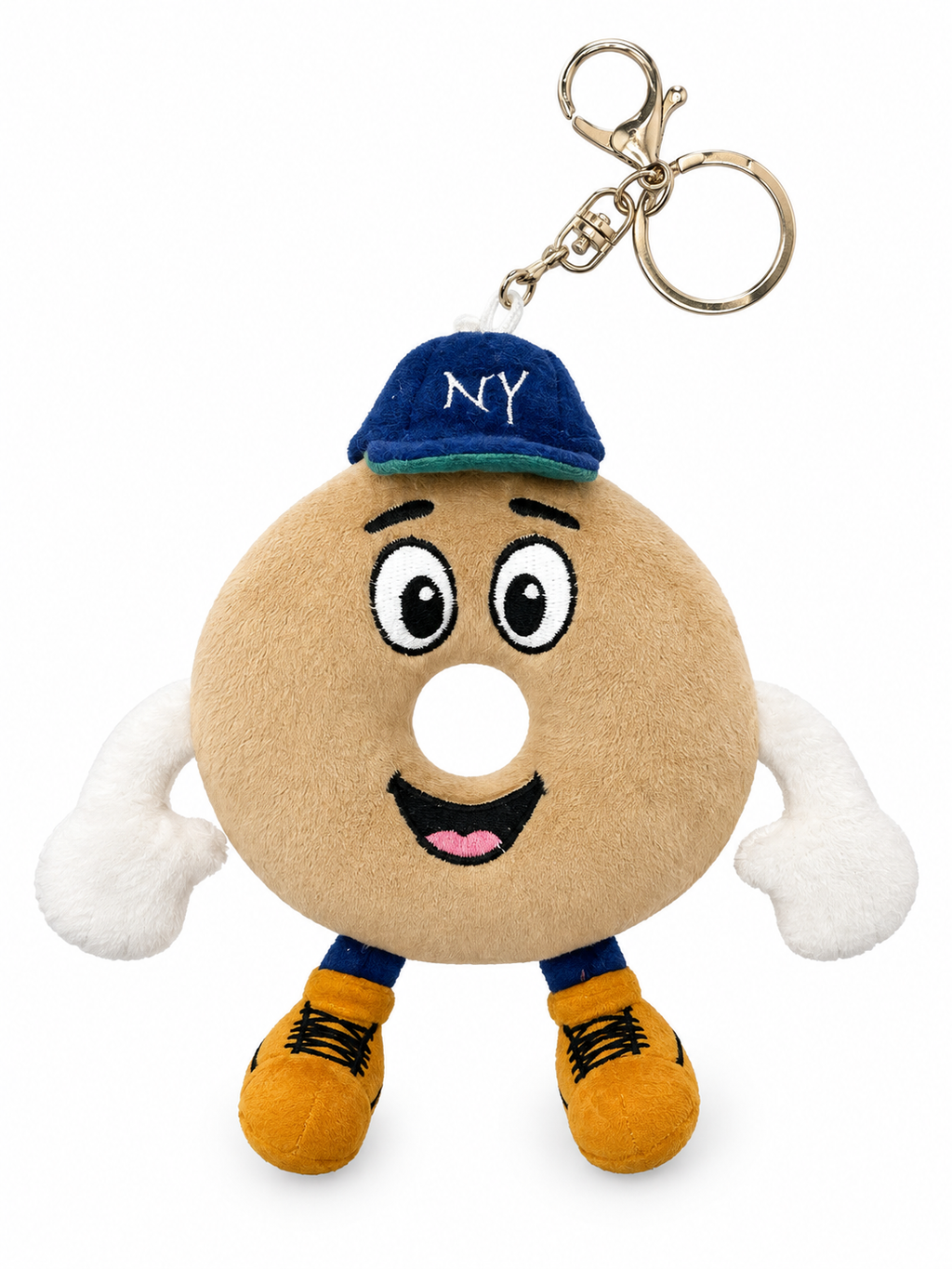 Big Apple Benny plush charm on its clip-on keyring, front view