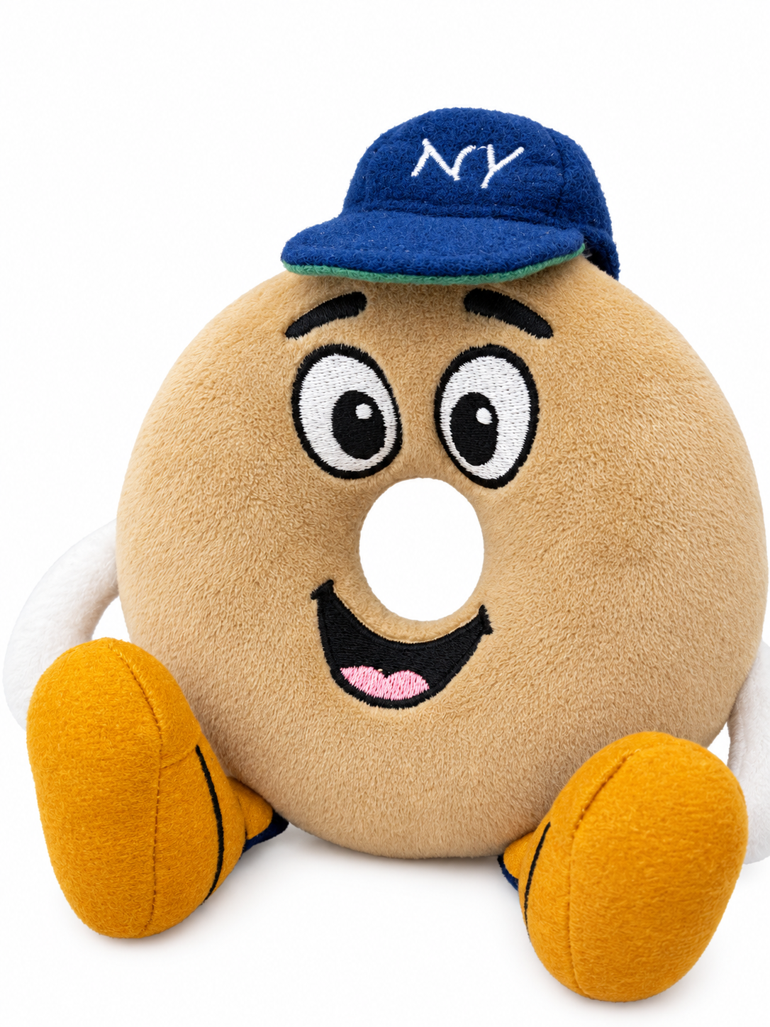 Big Apple Benny plush sitting, close-up of his face and NY cap